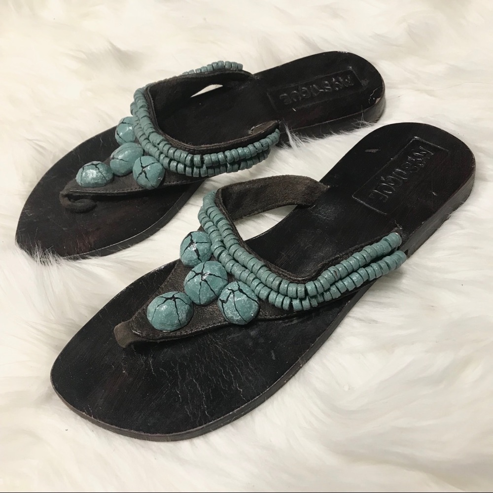 Mystique Turquoise Beaded Sandals 6